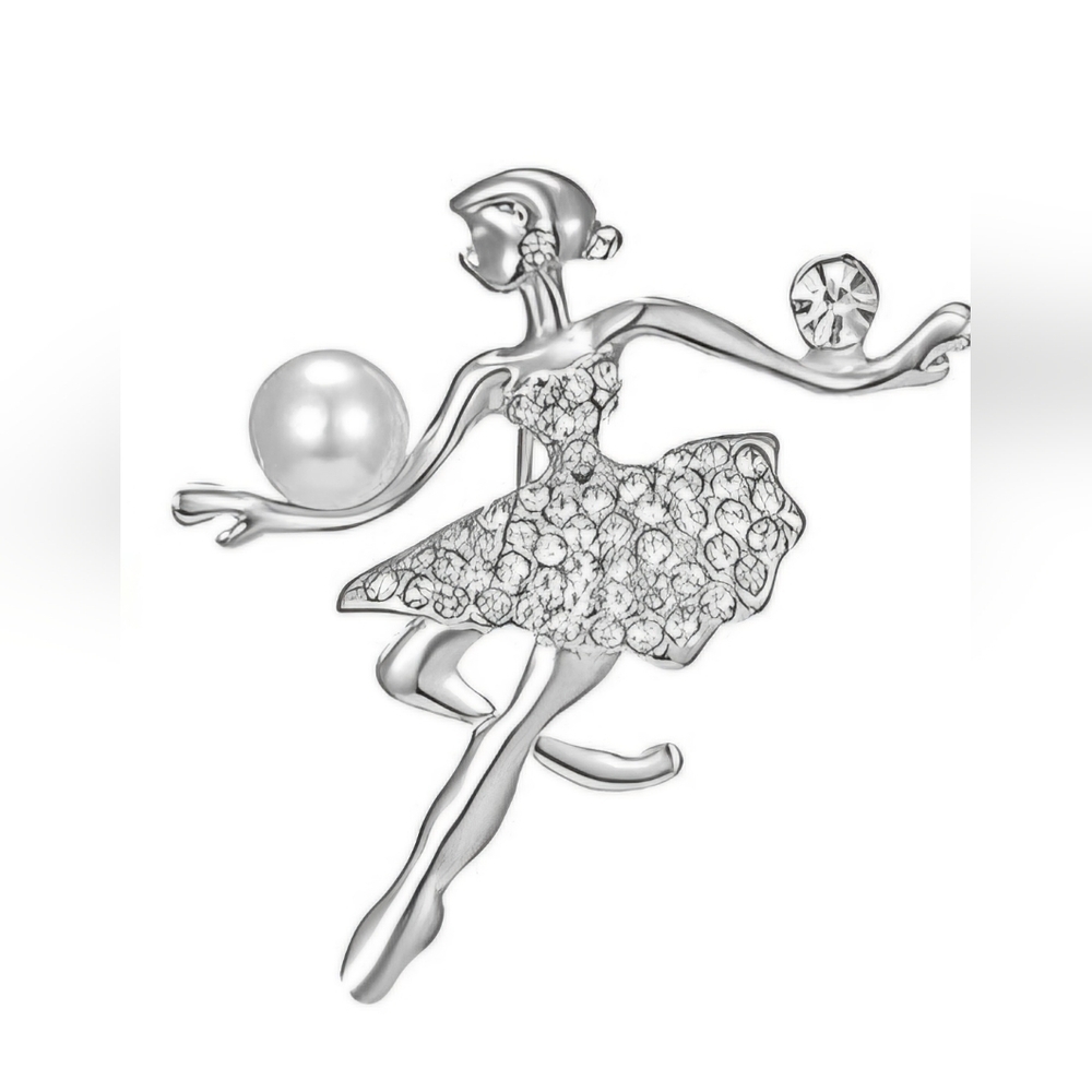 BALLERINA Gemstone and Pearl   Brooch